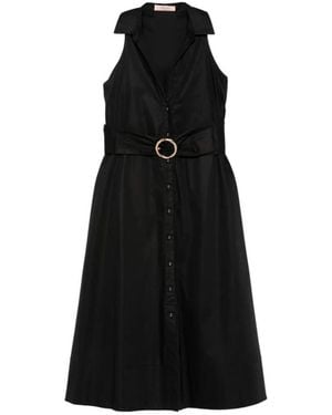 Twinset Midi Dress With Belt - Black