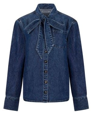 Self-Portrait Tie Neck Shirt - Blue