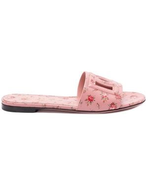 Dolce & Gabbana Sliders With Florar Print - Pink