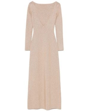 Max Mara Knit Lurex Dress "Bracco" - Natural