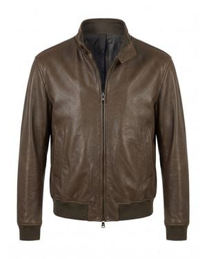 Tagliatore 'Ice' Leather Jacket - Brown