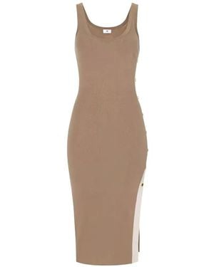 Elisabetta Franchi Midi Knit Dress - White