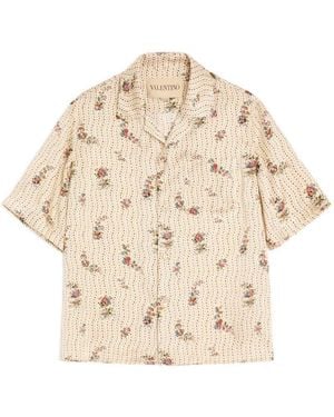 Valentino Garavani 'Papier Floral' Bowling Shirt - Natural