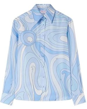 PUCCI Marmo-Print Silk Shirt - Blue