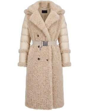 Rudsak Noelle Hooded Coat With Faux Fur - Natural