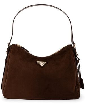 Prada Suede Shoulder Bag - Brown