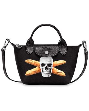 Longchamp ` X Toiletpaper` `le Pliage Baguette` Extra Small H - Black