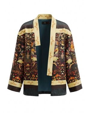 Hui Milano Dragon Printed Short Cardigan - Black