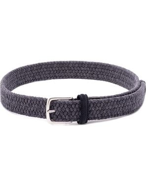 Anderson's Woven Belt With Suede Details - Blue