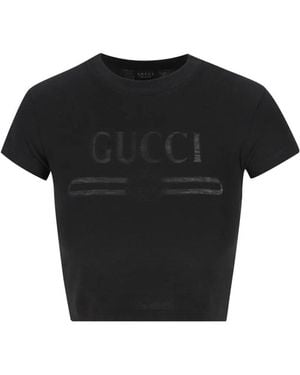 Gucci Cropped T-Shirt - Black