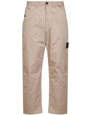 Stone Island Mercerised Organic Cotton Ripstop Trousers - Natural
