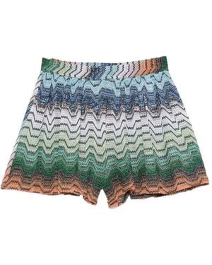 Missoni Zigzag-Knit Shorts - Blue
