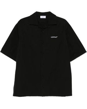 Off-White c/o Virgil Abloh Logo-Embroidered Short-Sleeve Shirt - Black