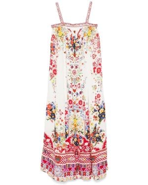 CAMILLA Wide Strap Sundress With Floral Patterns - White