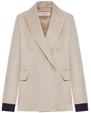 Max Mara Silk Double-Breasted Jacket - Natural