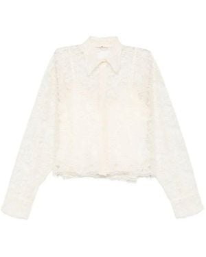 Ermanno Scervino Floral-Lace Scalloped-Hem Shirt - White