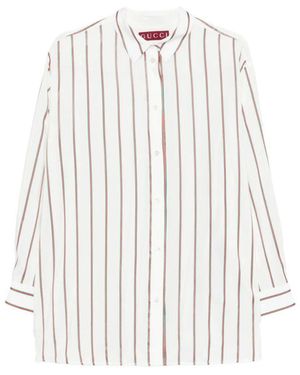 Gucci Web Silk Habotai Shirt - White
