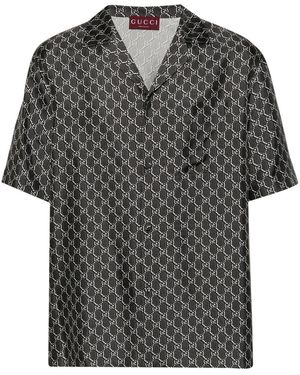 Gucci Gg-Print Silk Shirt - Black