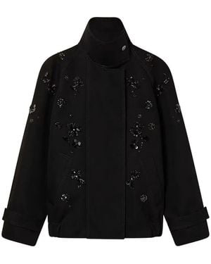 Golden Goose 'Journey' Oversize Short Trench Coat With Embroidery - Black