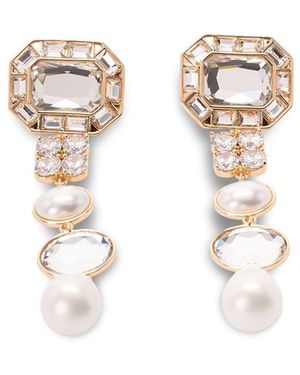 Self-Portrait Crystal Pearl Tiered Earrings - White