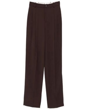 Elisabetta Franchi Gabardine Trousers With Darts - Brown
