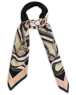 La DoubleJ Square Silk Twill Scarf With Ambrosia Print - White
