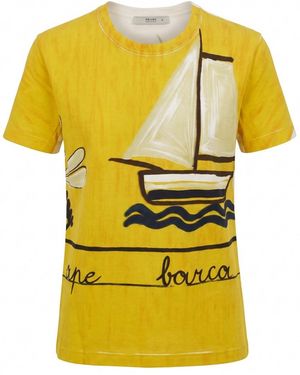 Prada Printed Round Neck Tshirt - Yellow
