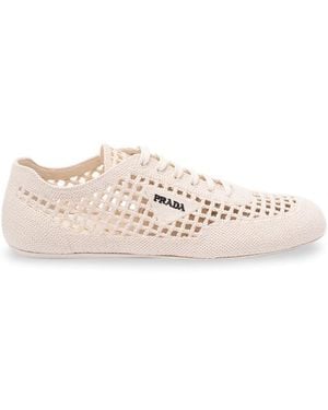 Prada Cotton Crochet Sneakers - Natural