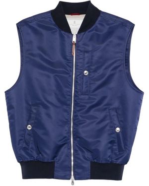 Brunello Cucinelli Water-Repellent Nylon Sleeveless Jacket - Blue
