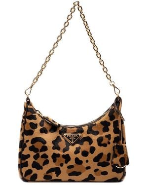 Prada Leopard Print ` Re-Edition` Bag - White