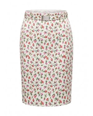 Prada Rose Print Duchesse Skirt - White