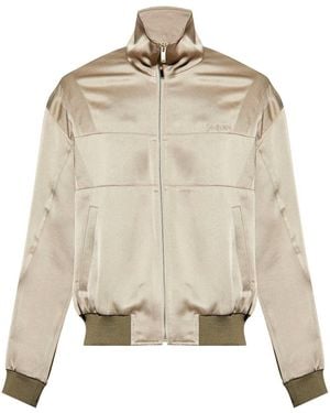 Saint Laurent Teddy Satin Bomber Jacket - Natural