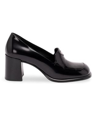 Prada Brushed Leather Loafers - Black