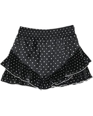 Self-Portrait Polka Dot Frill Mini Skirt - Black