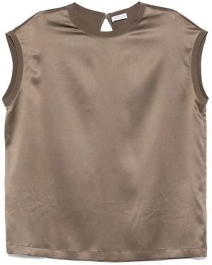 Brunello Cucinelli Silk Elastan Blouse - Brown