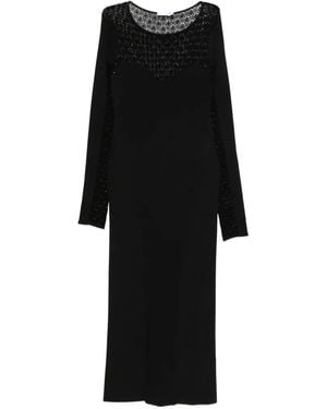 Patrizia Pepe Patterned-Knit Midi Dress - Black