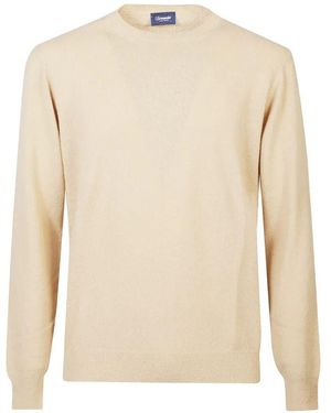 Drumohr Long Sleeve Crew-Neck Logo Jumper - Natural
