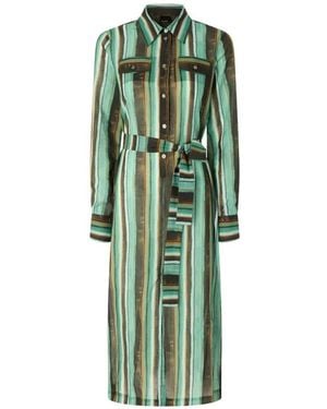 Pinko Castignano Belted Midi Shirt Dress - Green