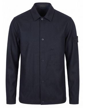 Stone Island Wool Nylon Flannel_S.I. Ghost Shirt - Blue