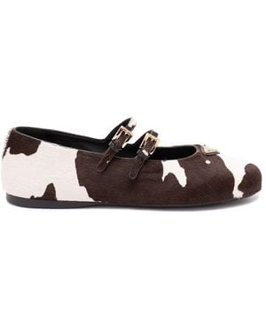 Prada Animal Printed Ballerinas - White