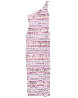 Missoni One-Shoulder Chevron Maxi Dress - Pink