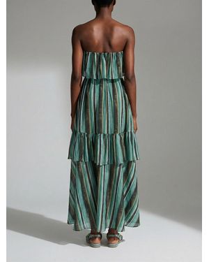 Pinko Ruffled Striped Dress - Green