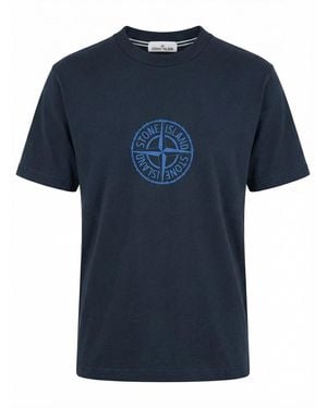 Stone Island 'All Around Compass' Print T-Shirt - Blue