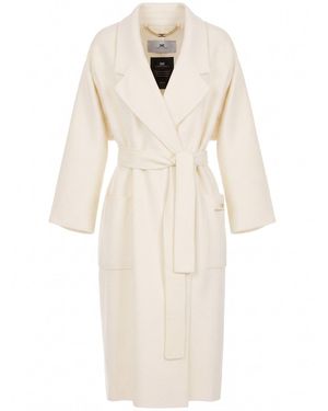 Elisabetta Franchi Double Breasted Coat - White