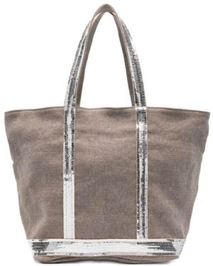 Vanessa Bruno Linen Medium Zipped Cabas Tote - Grey