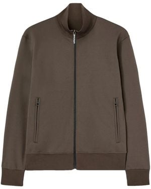 Palm Angels Chocolate Jacket With Roll Neck And Logo Detail - Brown
