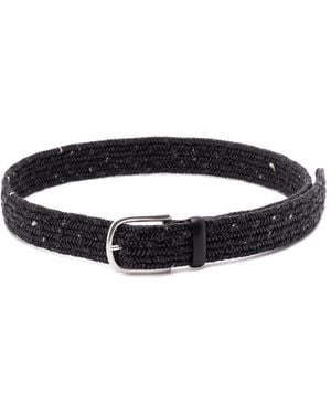 Orciani 'Melange' Leather And Wool Belt - White