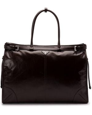 Prada Leather Tote Bag - Black