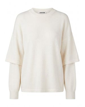 DARKPARK Troy Cashmere Wool Double-Sleeve Tee - White