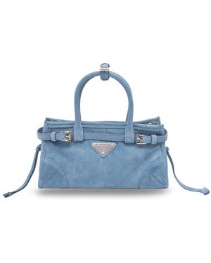 Prada Bonnie' Medium Suede Handbag - Blue
